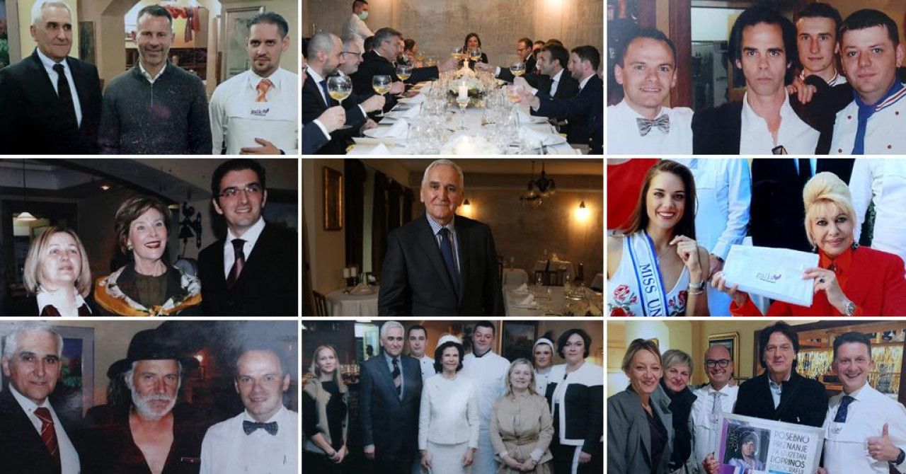 kolaž gostiju, kuhara i osoblja restorana